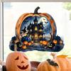 Decorative Holiday Gift for Friends Halloween Pumpkin Haunted House Static Window Stickers, Waterproof PVC Castle Outdoor Balcony Stickers