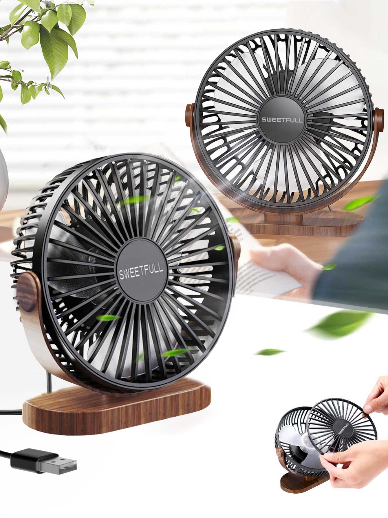

1PC Electric Fan Portable Cooling Laptops Silent USB Fan Three Speed Adjustment for Home Office Desktop Outdoor Camping Mini Fan чёрный