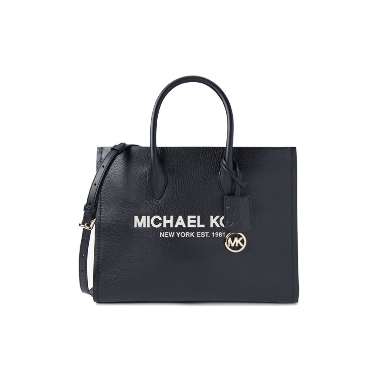 Michael Kors MK Mirella Leather Letter Print Commuter Tote Shoulder Handbag Medium Women Handbags Black 35S2G7ZT7L-987 Basic Set (Bag+Dust Bag)