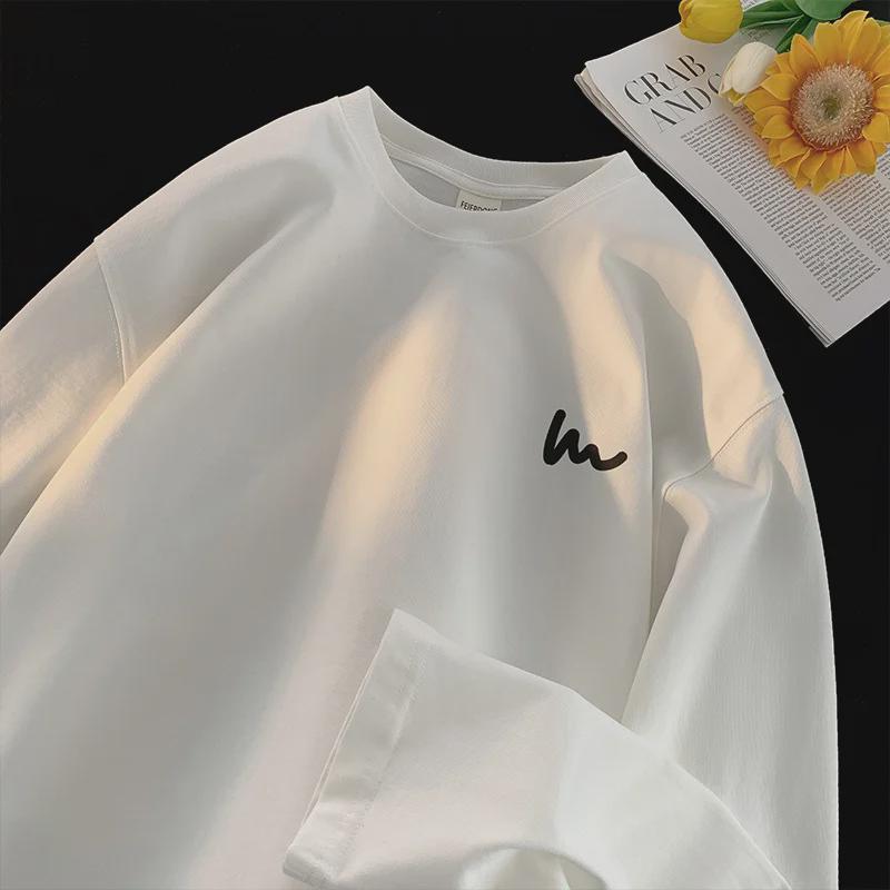 

Мужская футболка с длинным рукавом в стиле ретро из коллекции осени 2023 года: Модный топ для пары 2XL белый