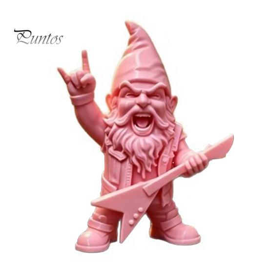 Estatua de Enano de Música Retro con Guitarra Eléctrica, Estatua de Gnomo de Jardín Estilo Punk, Escultura Creativa de PLA Pintada a Mano para Accesorios de Estantería del Hogar, Patio Césped