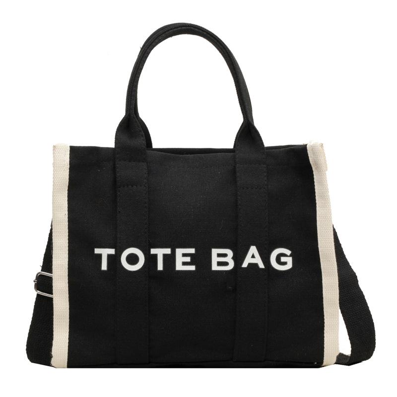 

Велика місткість, стильна і проста портативна сумка 2024 Модна полотняна сумка 2024, жіноча контрастна сумка через плече чорний