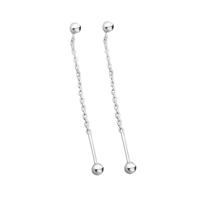 Stainless Steel Threaded Bead Tassel Earrings for Women - Trendy, Fashionable, and Versatile Ear Studs