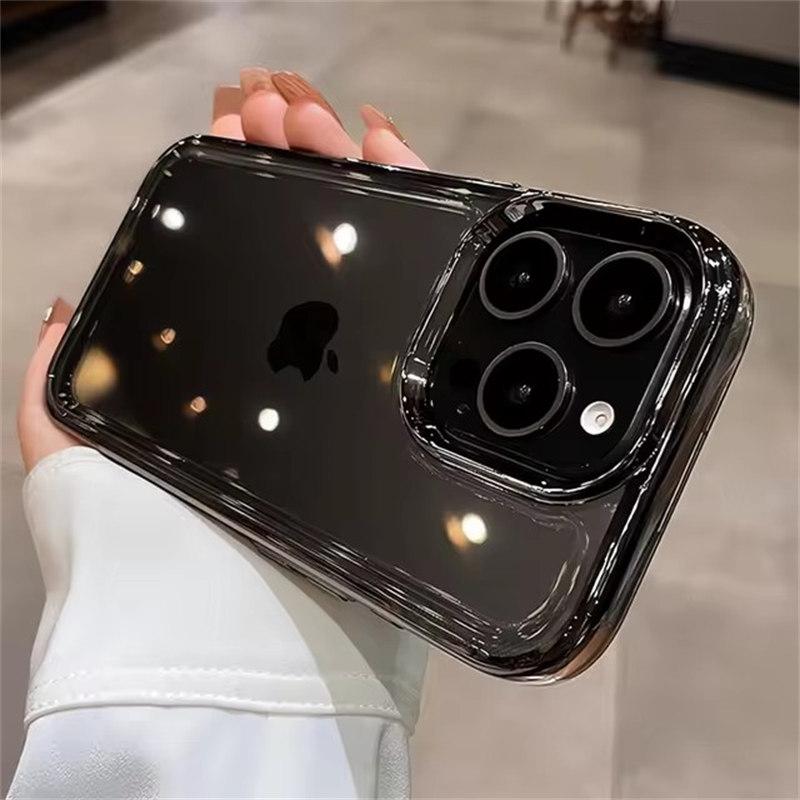 

Роскошный прозрачный акриловый чехол с покрытием для iPhone 16 15 14 13 12 Pro Max 16 Plus, противоударный, жесткий, защитный чехол для ПК iPhone 16 Pro чёрный