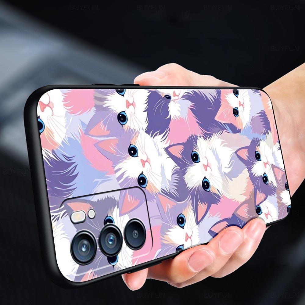 Colorful Cat Design Phone Case For Oppo Reno 13 12 11 10 7 F Find X5 X6 A98 A80 A79 A78 A57 A54 A31 A17 Pro 5G Soft TPU Cover