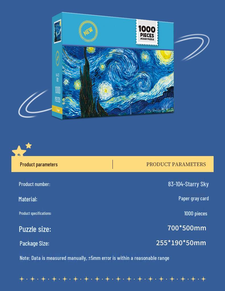 1000-Piece Famous Painting Landscape Jigsaw Puzzle for Adults - Decompression Toy