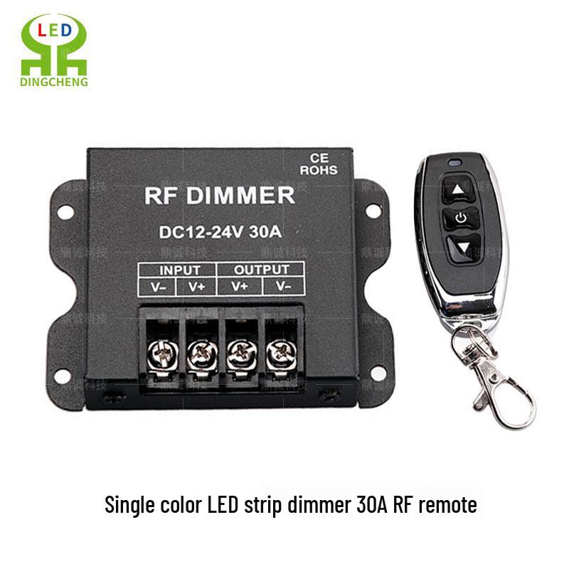 Single Color Stepless LED Strip Dimmer with Rotary Knob - Compatible with 12V/24V, 30A