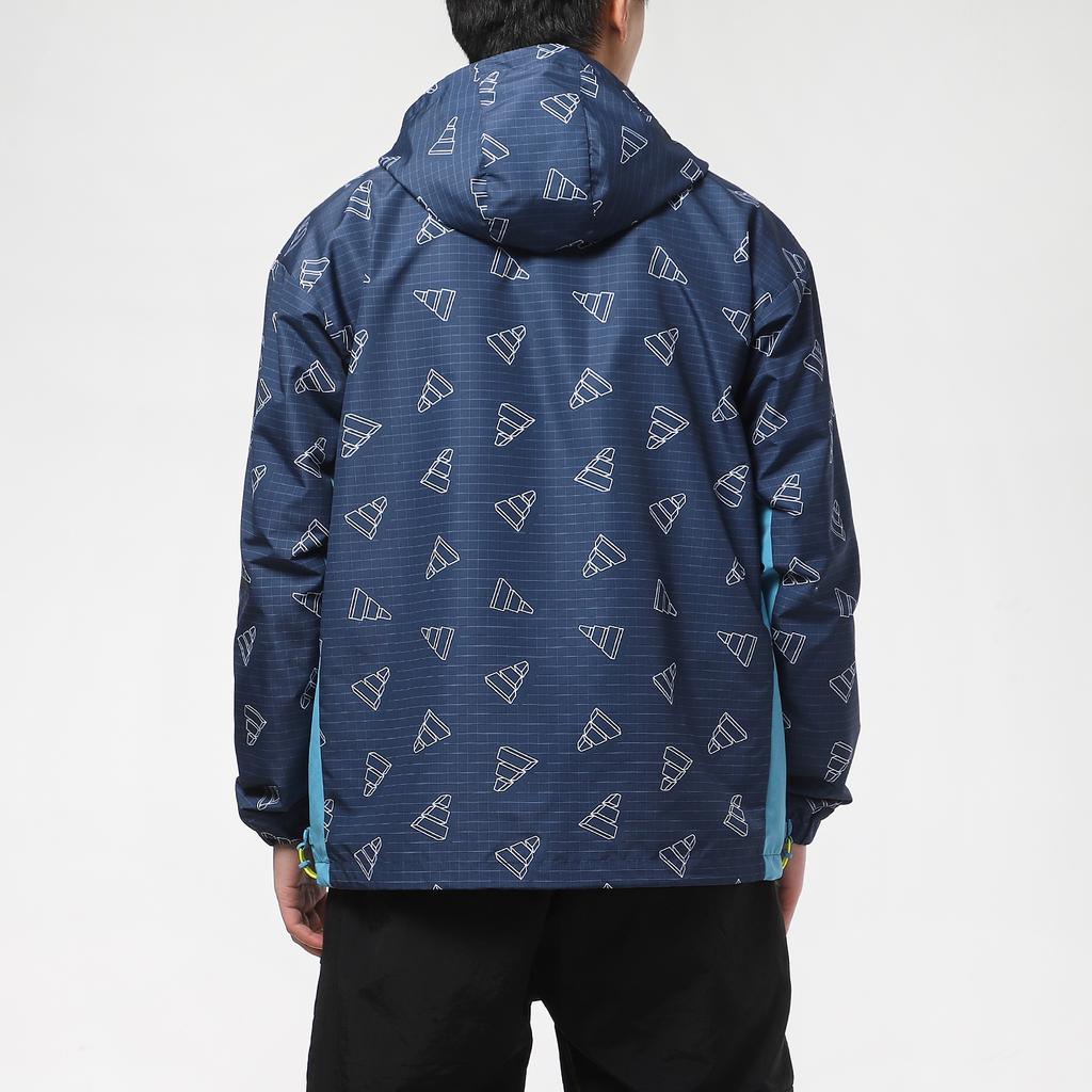 Adidas Full Logo Pattern Breathable Quick-Dry Hooded Jacket Men Jackets Blue GP1826