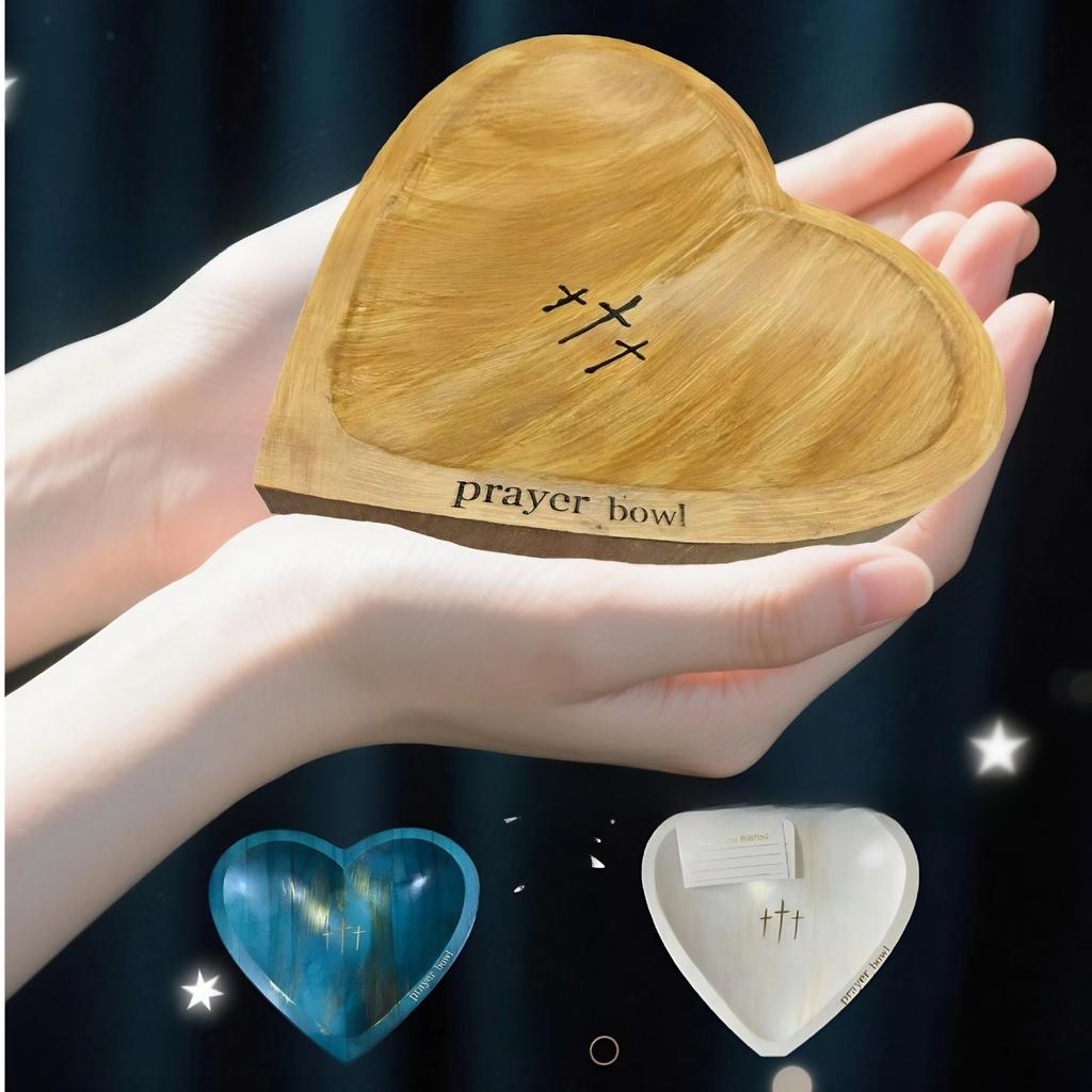 Halloween Heart-shaped Prayer Bowl Decoration, A High-end and Niche Gift, A Heart-shaped Wooden Handicraft
