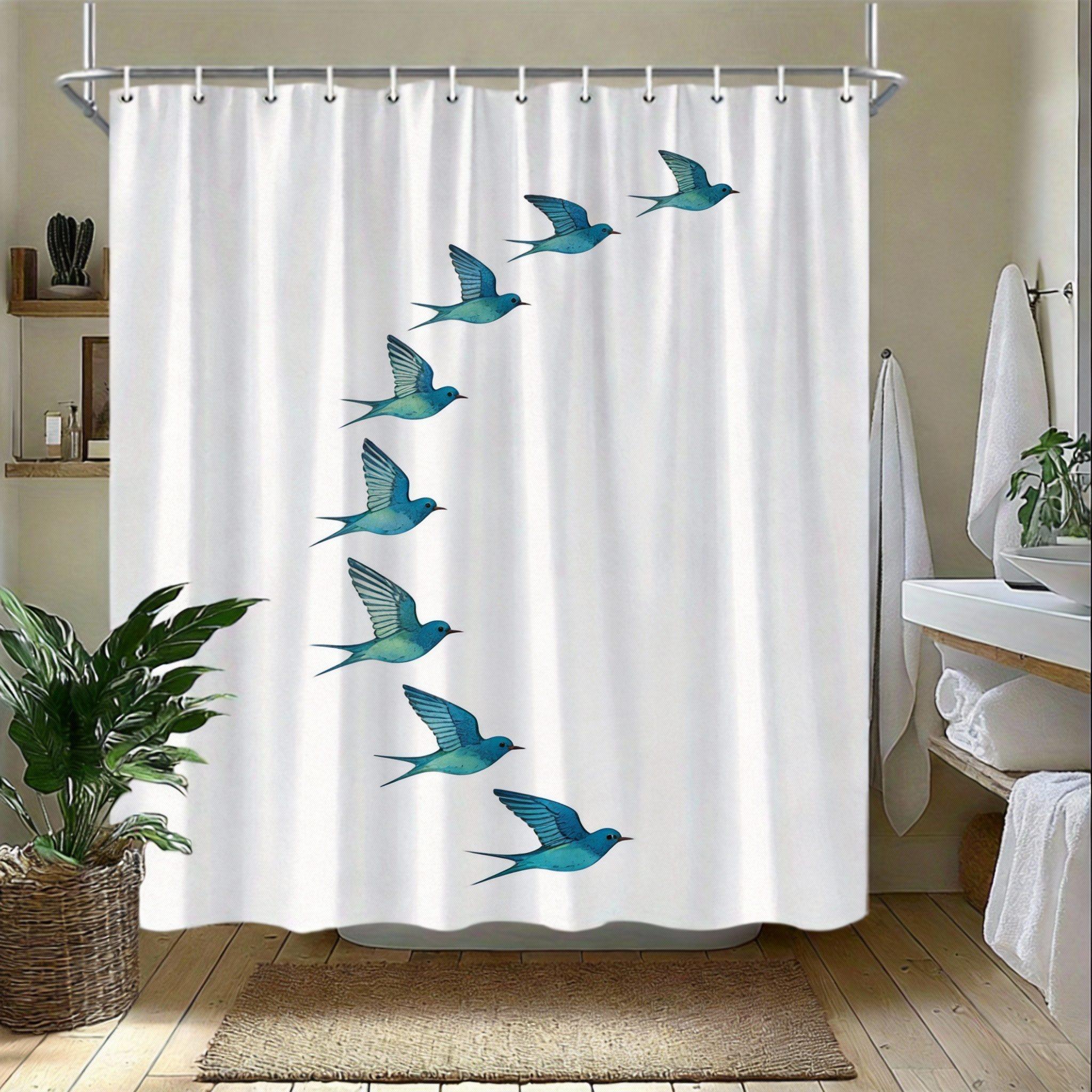 

Minimalist Fish Shower Curtain 180X180Cm – Stylized Blue Geometric Pattern, Abstract Bathroom Decor, 12 Hooks W60H190(CM)-1 Pcs