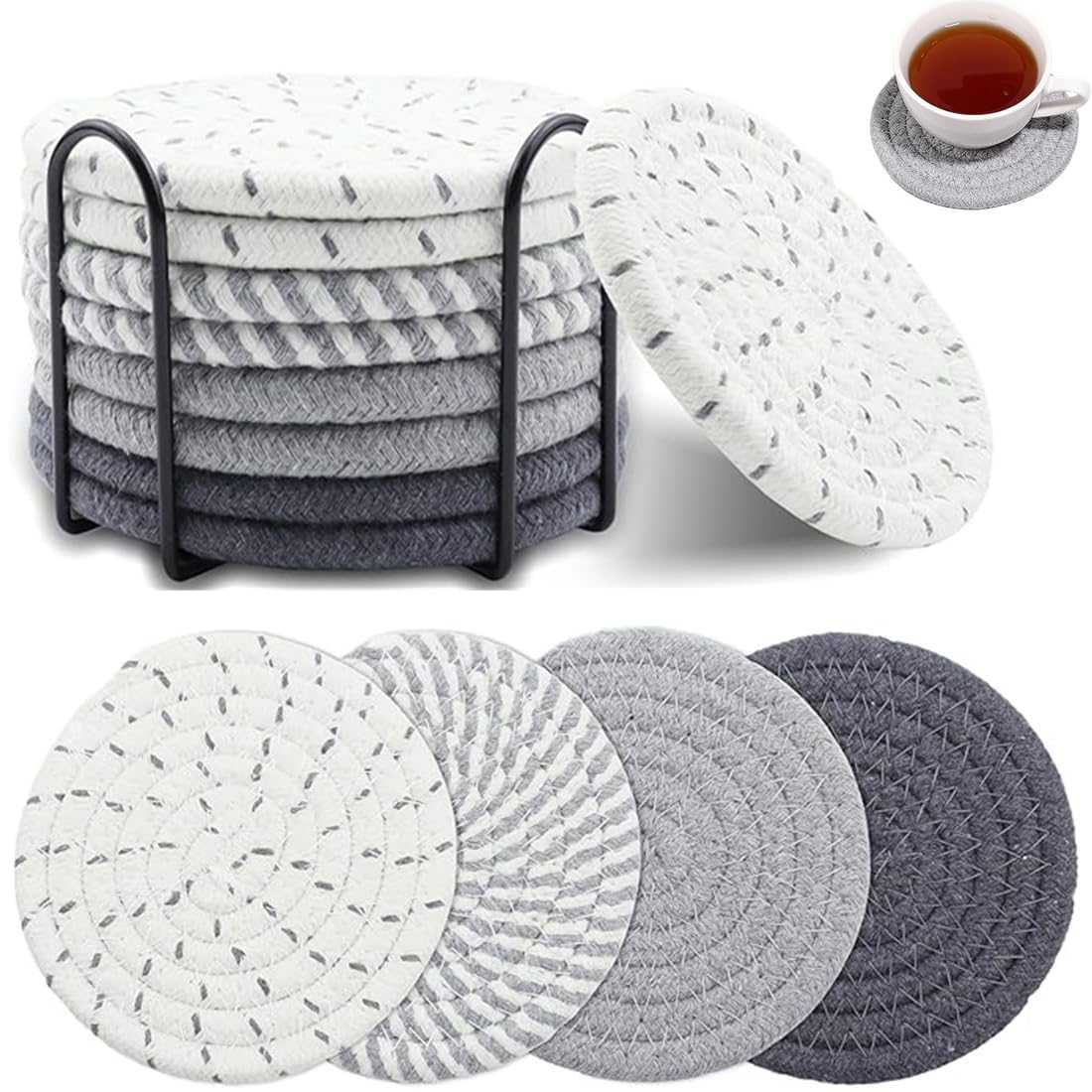 

Set of 8 cloth coasters with made of natural 11cm insulating pads for room commercial suitable for glasses and Day gift absorbent, heat-resistant