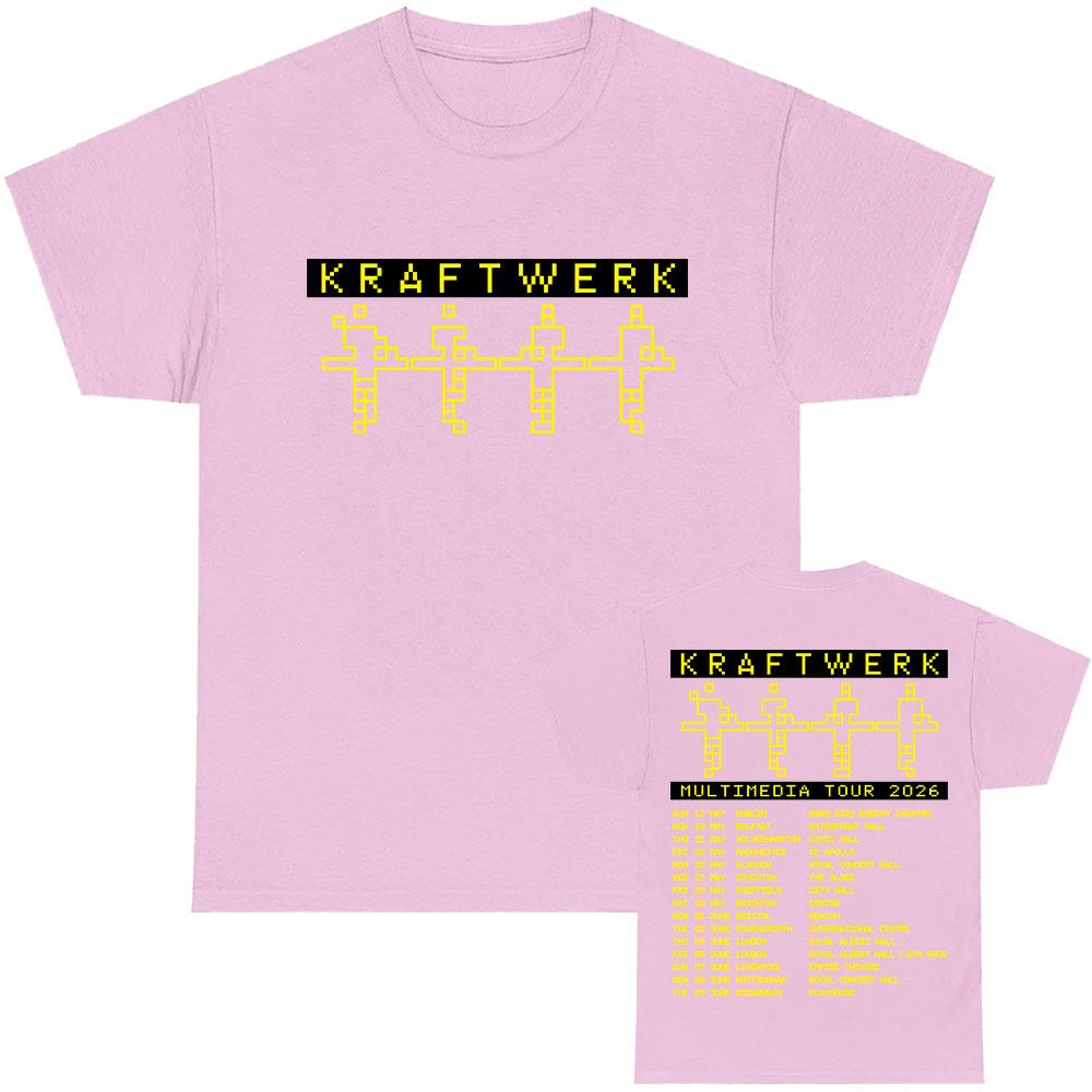 Kraftwerk MULTIMEDIA TOUR 2026 Tricouri Mânecă Scurtă Bumbac Bărbați Tricou Fashion Unisex Streetwear Imprimeu Grafic Îmbrăcăminte Casual
