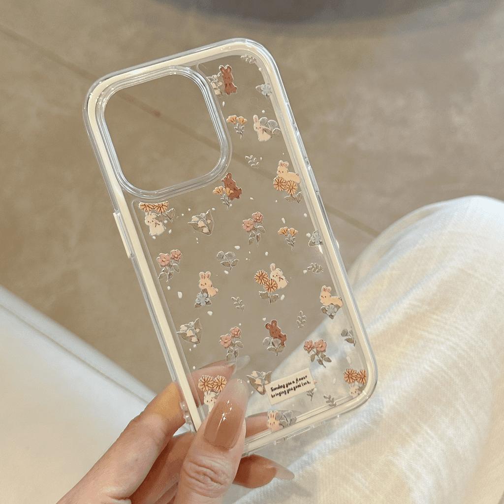 Dziewczęcy kwiatowy słodki mały króliczek odpowiedni dla IPhone16promax Apple 15 etui na telefon komórkowy 14 nowy model