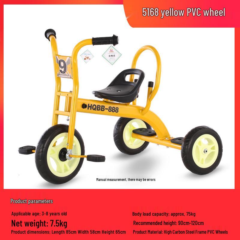 Children's Double Pedal Tricycle with Basket for Outdoor Play