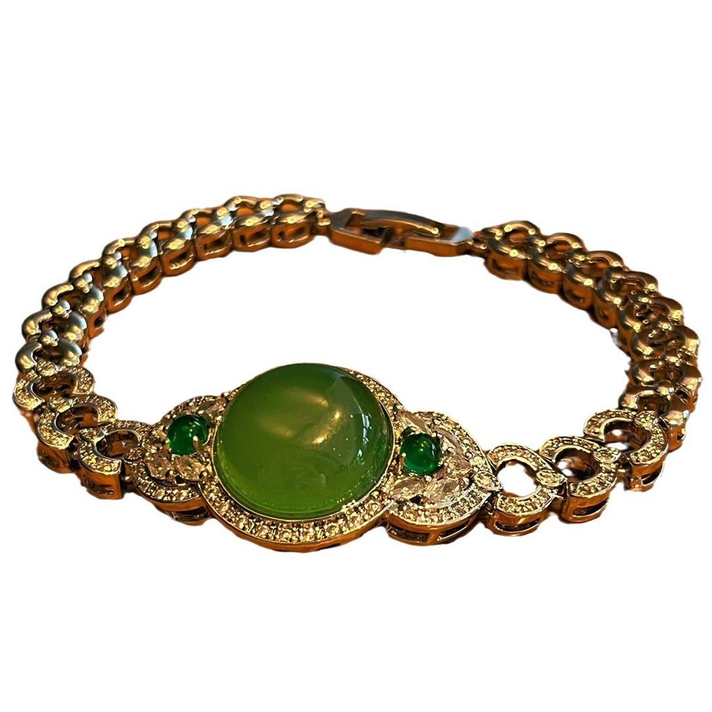 Full Green Yang Green Natural Agate Green Chalcedony Bracelet Female, Real Shot Fidelity