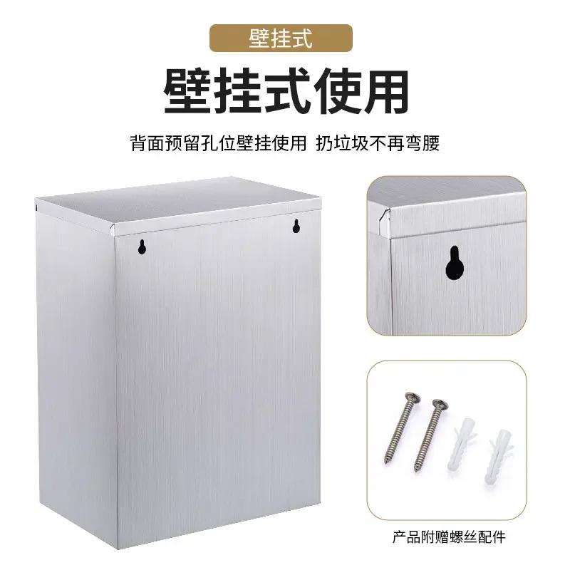 Stainless Steel Recessed Trash Can Household Storage May Kitchen Wall Mounted Rubbish Bin Leak Proof Garbage Can Modern Design