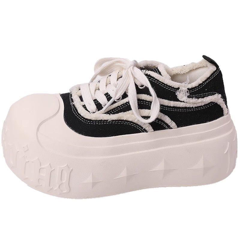 Big Head Muffin Thick Sole Little White Shoes Women's Spring Fashion Tire Sole Sports Casual Shoes Height Increase Bread Shoes Women