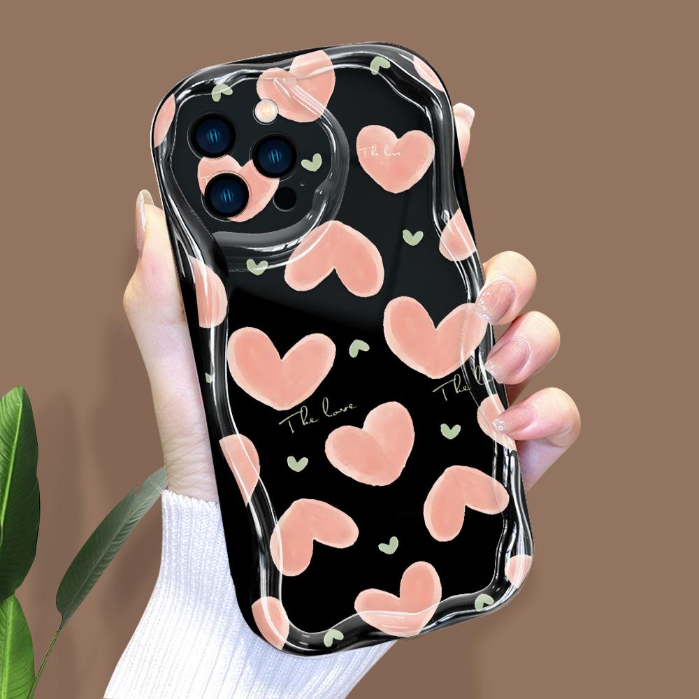 Cartoon Pattern Cream Texture Casing Wavy Edge Soft Silicone Cover Phone Case for IPhone Samsung Huawei Honor Xiaomi Redmi Infinix Tecno