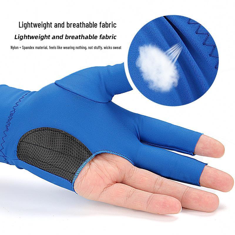 Unisex Three-Finger Billiards Gloves: Lightweight, Breathable, Elastic, Non-Slip Design; Exposed Fingers; Hand Protection for Pool.