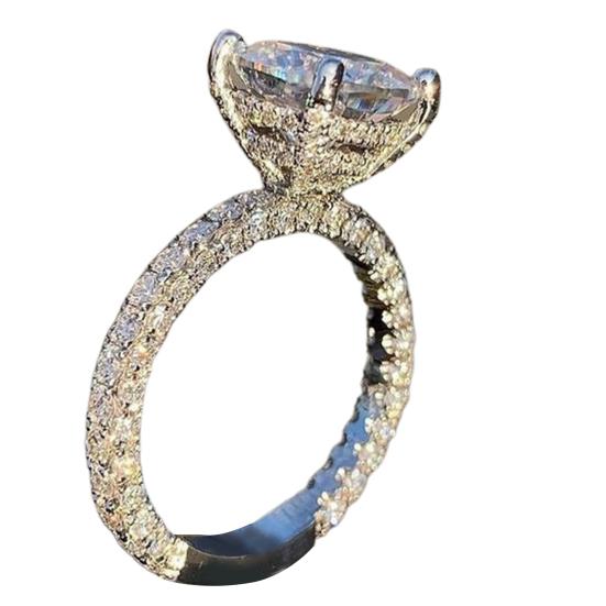 Damenring Großer Quadratischer Zirkonia Schmuck Mode Aussehen Exquisiter Fingerring für Hochzeit