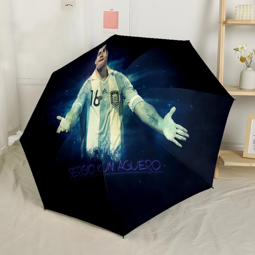 Manchester City Player Action Outdoor Automatic Umbrella Compact 8-Rib Design Compact Design Perfect for Outdoor Adventures Elegant Umbrella