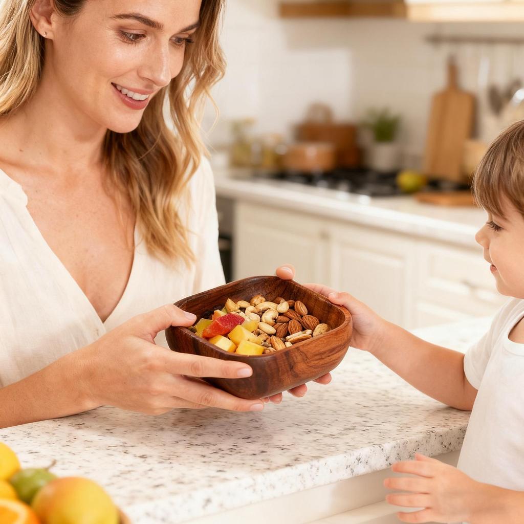 Wooden Bowls Square Shape Decorative Platter Wooden Serving Tray for Bread Appetizers Dips Sauce Candy Desserts Sandwich