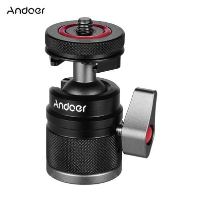 2in1 Mini Cold Shoe Ball Head Dual Use 1/4 Screw Cold Shoe Aluminum Alloy for Camera Phone Speedlite Tripod Selfie Stick