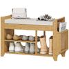 Shoe Bench 2 Tier Boot Section Entryway Storage Bench Cushioned Seat 80 X 30 X 50 Cm Natural And Cream