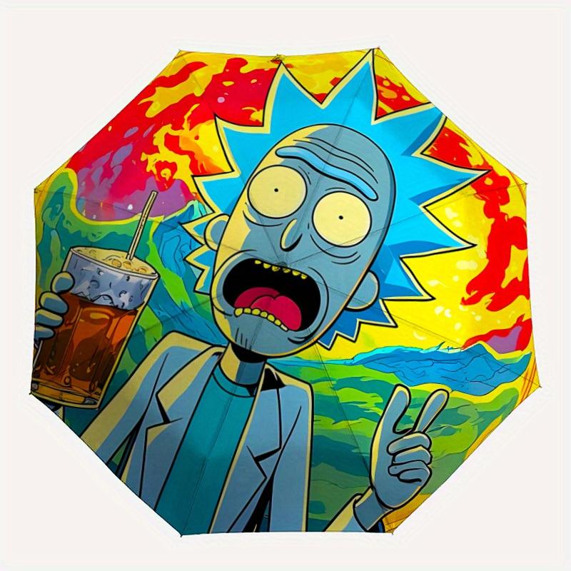 

1pc Rick Sanchez Design Automatic Open/Close Umbrella - Compact Travel Umbrella, Perfect Gift for Friends -Intricate Design Umbrella yy250811105