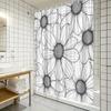 Elegant Daisy Cluster Shower Curtain - Black & White Botanical Art, Polyester, Washable Bath Decor For Modern Interiors