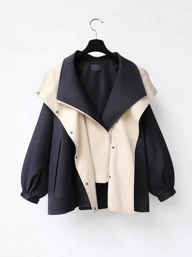 Armee-Grüner Mittellanger Trenchcoat mit Gürtel für Damen - Frühjahrs-/Herbst-Pendler-Oberbekleidung mit Colorblocking