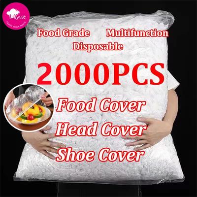 2000/1000/300/100 Pcs Tapas Desechables para Conservación de Alimentos del Refrigerador Envases de Plástico Cubiertas de Alimentos Cubrezapatos Gorros de Ducha Cuencos Gorros Bolsa