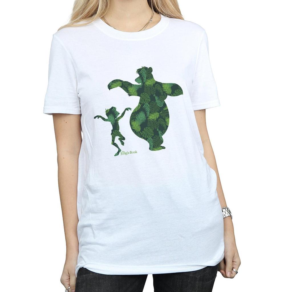 Disney Damen/Damen Das Dschungelbuch Mowgli und Balu tanzen Baumwolle Boyfriend T-Shirt