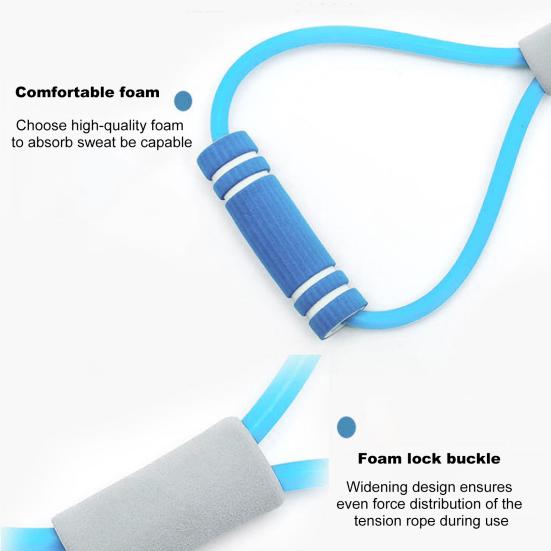 Figure 8 Fitness Resistance Band with Anti-slip Handle Portable Men Women Arm Shoulder Stretch Strength Training Exercise Elastic Strap Tension Rope