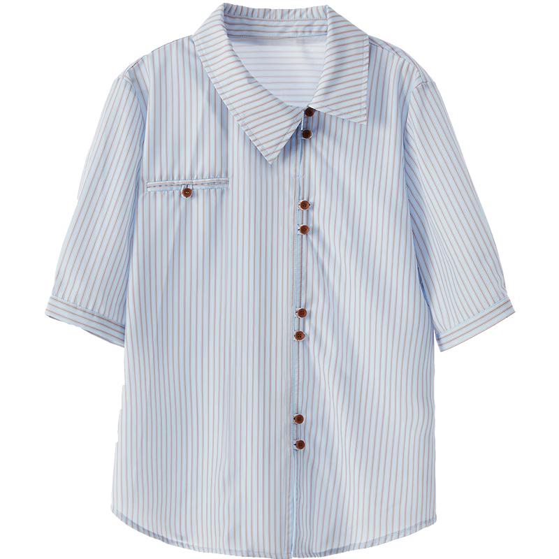 Betu Women s Striped Diagonal Placket Blouse XS
