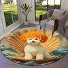 Cute animals with oil painting textureRound Area Rug,Carpet Rug for Living Room Bedroom Sofa Playroom Decor,Non-slip Floor Mat