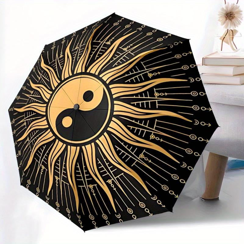 

1pc YinYang Sunburst Auto Open/close, All-Season Portable Folding Umbrella for Women & Men, Travel, Everyday, Formal Events -