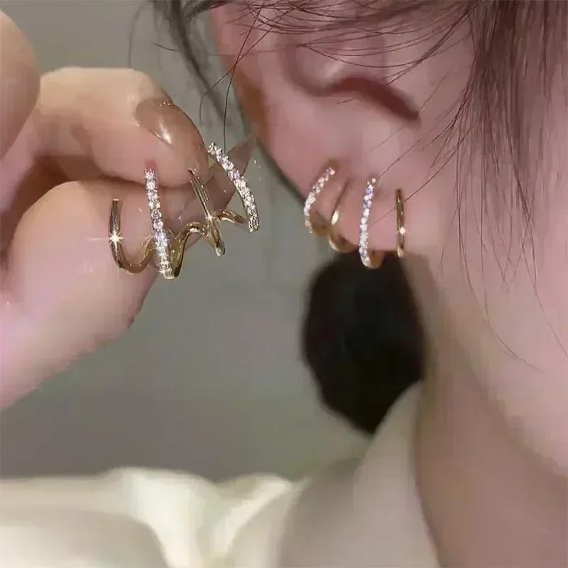 High-end Purple Golden Foil Crystal Ball Earrings For Women Fashionable Personalized Daily Accessory Party Jewelry Birthday Gift