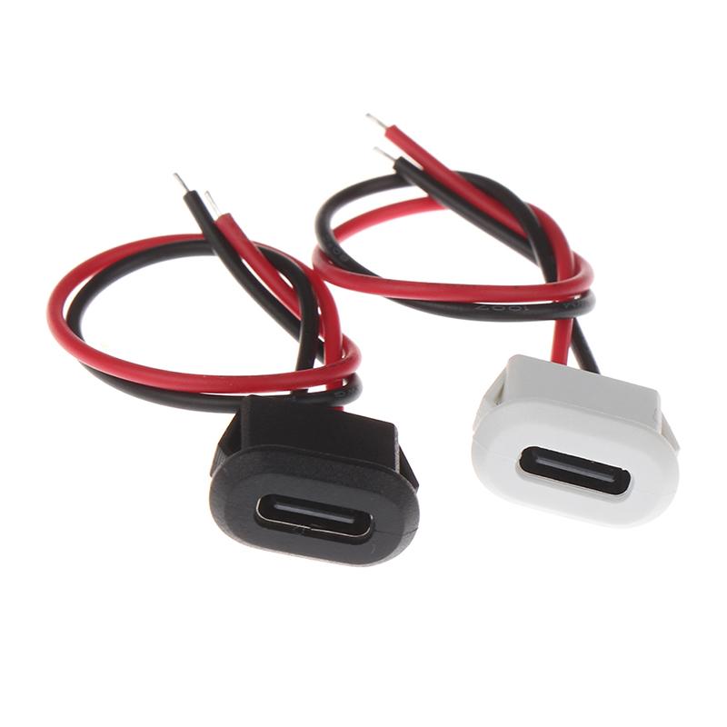 2Pin USB-C Type C Female Socket Charging Interface Waterproof USB Connector Direct Compression Female Base With Welding Wire