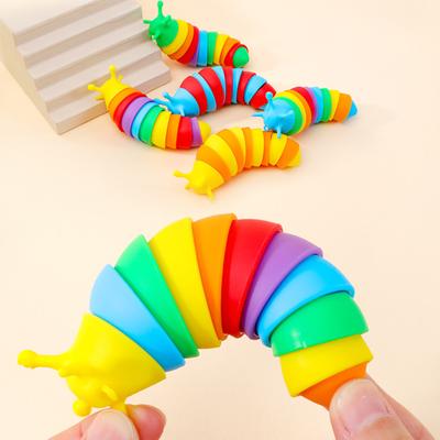 Fidget Slug Sensory Toys Rainbow Twisting Worm Stress Relief Toys for Satisfying Sensory Gift