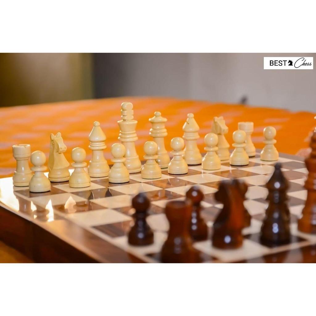 Wooden Handcrafted Foldable Magnetic Chess Board Set with Magnetic Pieces and Extra Queens for 2 Players Kids and Adults