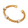 Fashion Women's Stainless Steel Bracelet 18K Gold Plated Hollow Woven Open Bangle Fashion Statement Jewelry