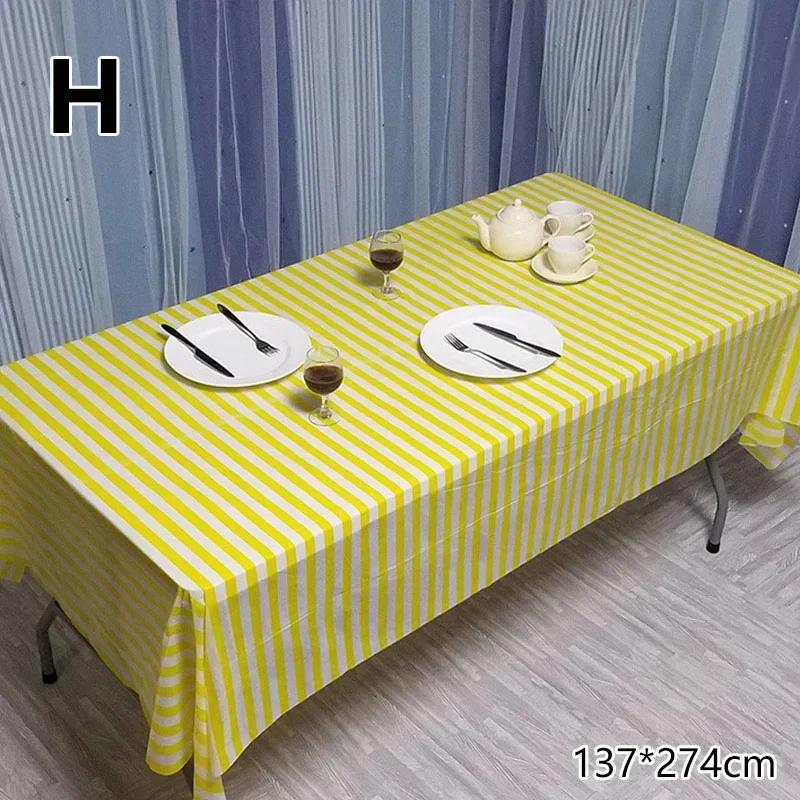137*274Cm Disposable Tablecloth Plaid Stripe Wave Pattern Plastic Waterproof Oil-Proof Table Cover Christmas Party Picnic Mats