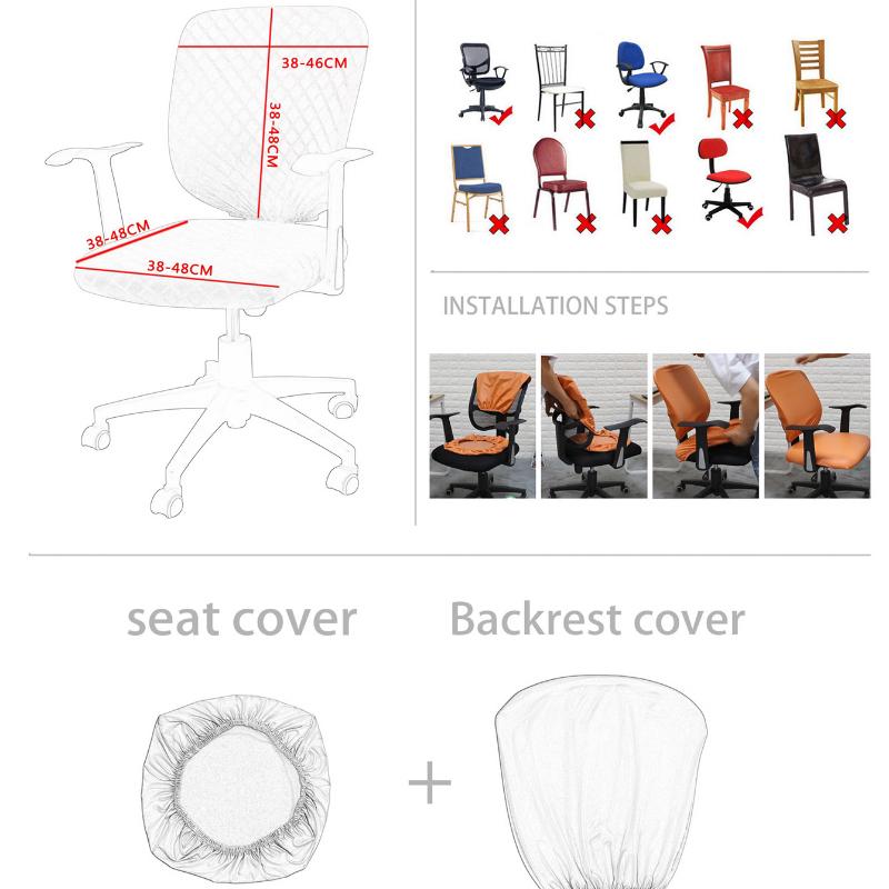 Funda para Silla de Oficina, Fundas Elásticas para Asiento de Silla de Ordenador, Cubre Asiento Elástico para Escritorio, Funda Protectora Removible Lavable para Silla de Comedor Cocina