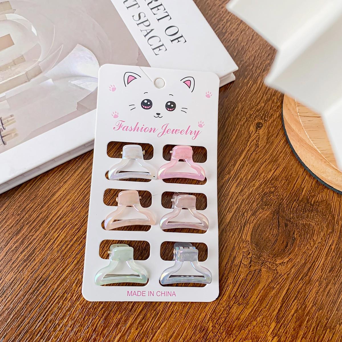 

6 шт./набор Милые маленькие заколки-крабики для волос для девочек и детей, разноцветные, с цветами и милыми бантиками, заколки для волос, шпильки, детские аксессуары для волос