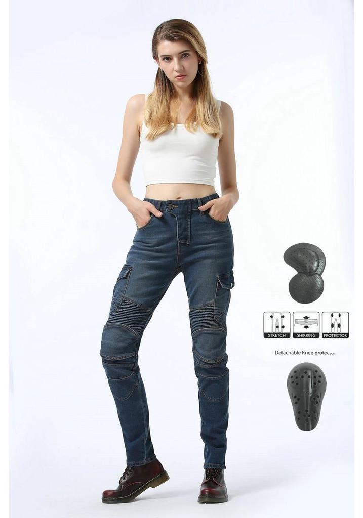VOLERO Damen Freizeit-Motorradjeans mit mehreren Taschen und Protektoren
