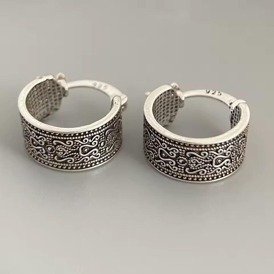 Sam Panda 925 Sterling Copper Earrings For Women Trendy Simple Retro Flower Earring Zircon Prevent Allergy Party Accessories