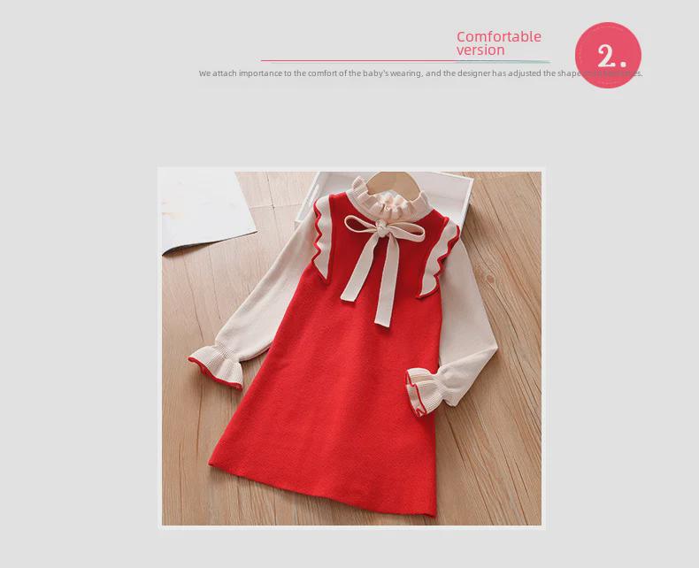 Strick-Prinzessinnenkleid für Mädchen: Stilvoller koreanischer Frühlings-/Herbst-/Winter-Pulloverrock