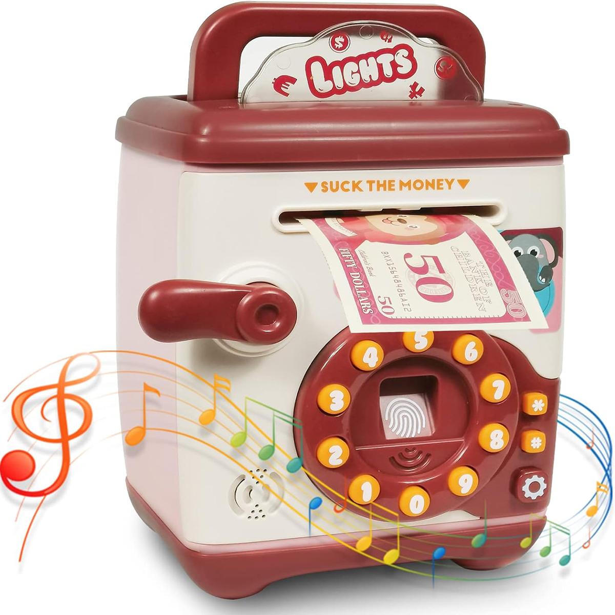 

Копилка для денег и монет для детей, Электронная касса для сбережений денег, Электронная касса для сейфа, Подарки для банкоматов коричневый