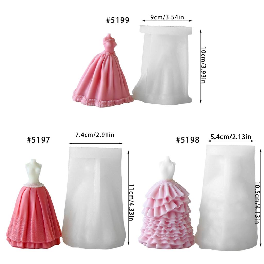 Bridal Wedding Dress Silicone Mold for Crafting Soap Evening Skirt Aromatherapys Candle Mould Home Decoration Tool